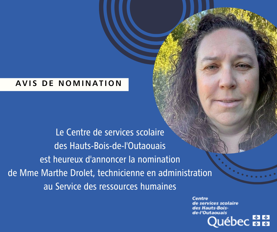 Avis de nomination au Service des ressources humaines