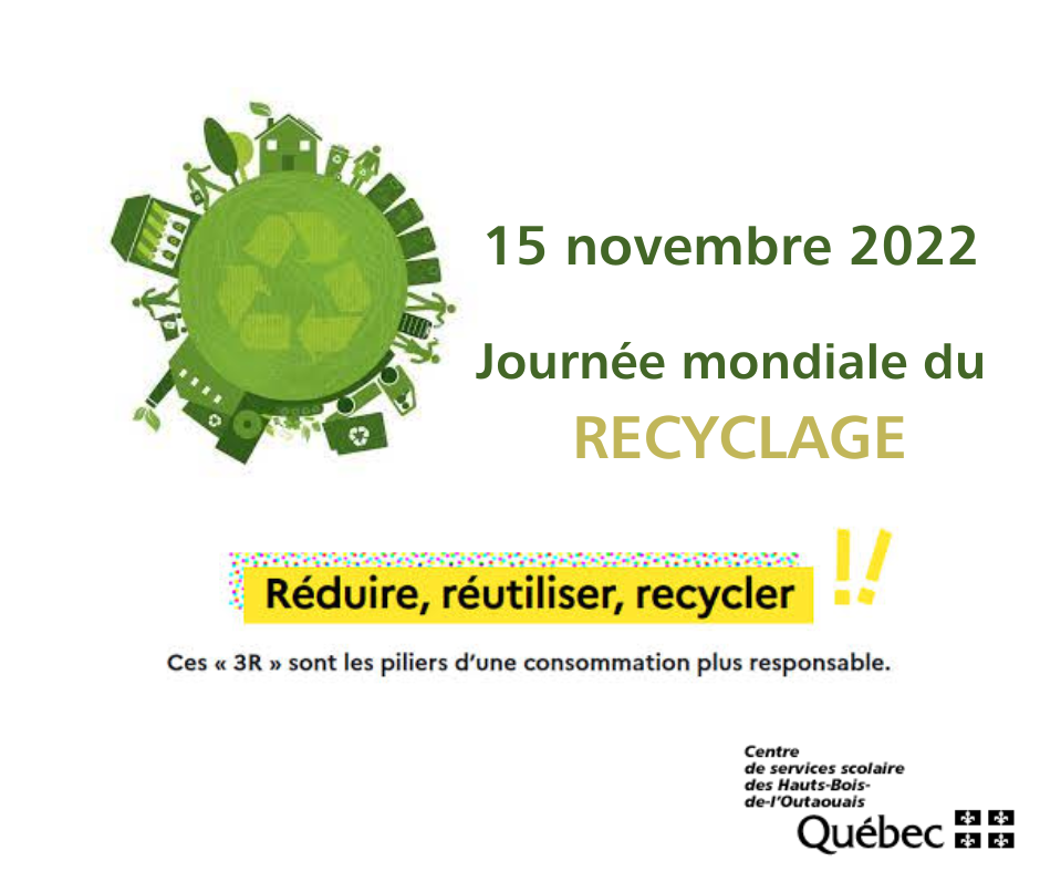 Le 15 novembre est LA JOURNÉE MONDIALE DU RECYCLAGE