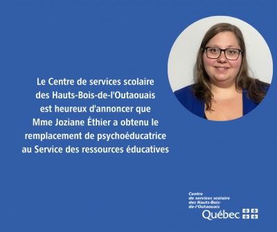 Nouvelle psychoéducatrice au Service des ressources éducatives
