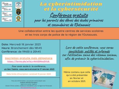 Conférence gratuite pour les parents du primaire et du secondaire sur la cyberintimidation et la cybersécurité