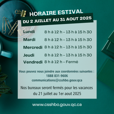 Horaire estival 2025