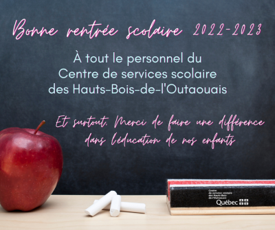 Bonne rentrée scolaire à tout le personnel
