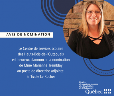 Nomination d’une direction adjointe à l’École Le Rucher