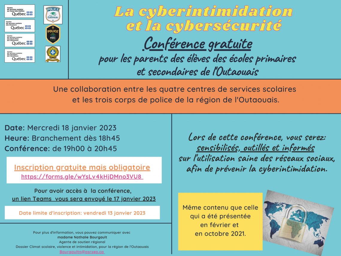 Conférence gratuite pour les parents du primaire et du secondaire sur la cyberintimidation et la cybersécurité