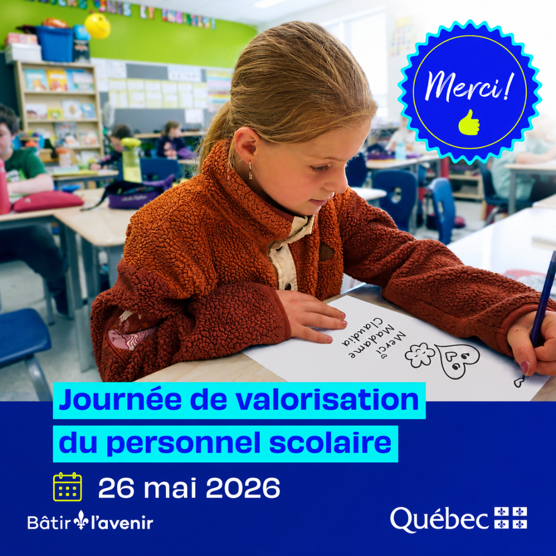Journée de valorisation du personnel scolaire : merci à tout notre personnel!